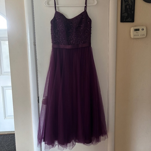 Morilee plum prom formal tea length gown size 6 - Picture 1 of 10